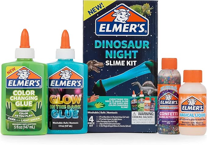 Elmer’s Glue Slime Kit Dinosaur Night Makes Color Changing and Glow in the Dark by Elmers