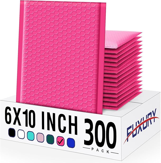 Fuxury 300 Pack Pink Bubble Mailers 6x10 Inch, Small Bubble Shipping by Fuxury