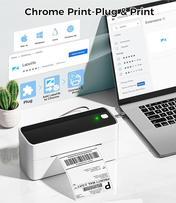 Phomemo Thermal Shipping Label Printer 241BT Black White - Image 5