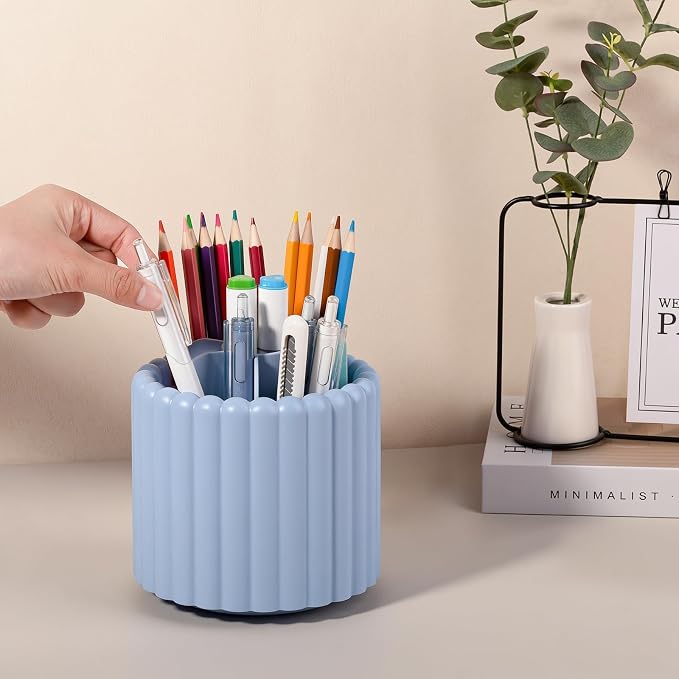 Anyoifax 360° Rotating Pen Holder 7 Slots Desk Organizer Removable Pencil Cup - Image 5