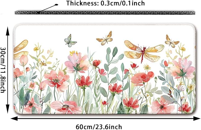 Keyboard Mat, Large Mouse Pad, Watercolor Flower - Image 2
