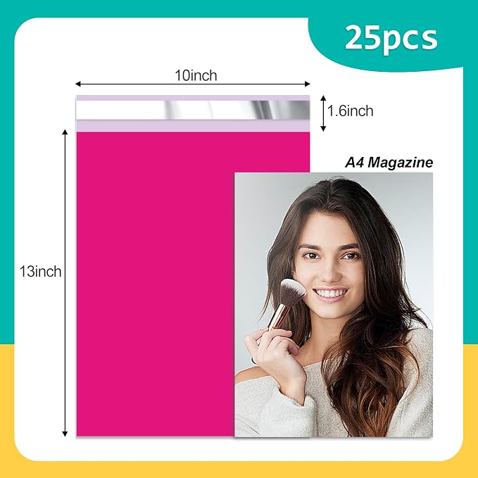Poly Mailers 10x13 inch 25 Pcs, Rose Red Plastic Mailing Envelopes - Image 2