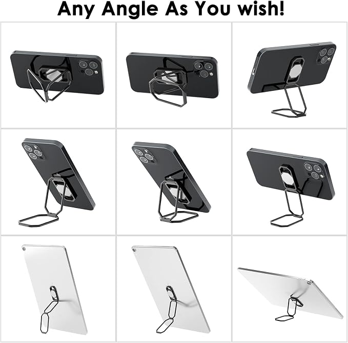 Phone Ring Holder Finger Kickstand, Upgraded 360° Rotation Metal Phone Grip - Image 5