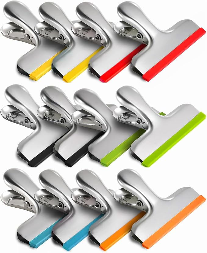 HOUSE AGAIN 12 Pack Stainless Steel Chip Bag Clips Covered by HOUSEAGAIN