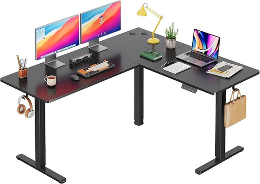 DEVAISE L Shaped Standing Desk Adjustable Height, Dual Motor Electric Corner by DEVAISE