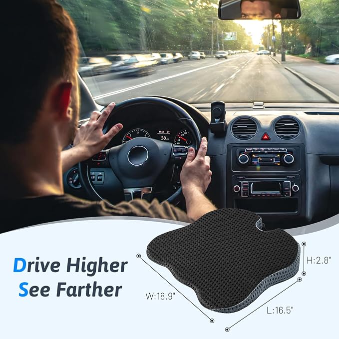 Wedge Car Seat Cushion for Better Visibility & Sciatica Pain Relief - Image 2