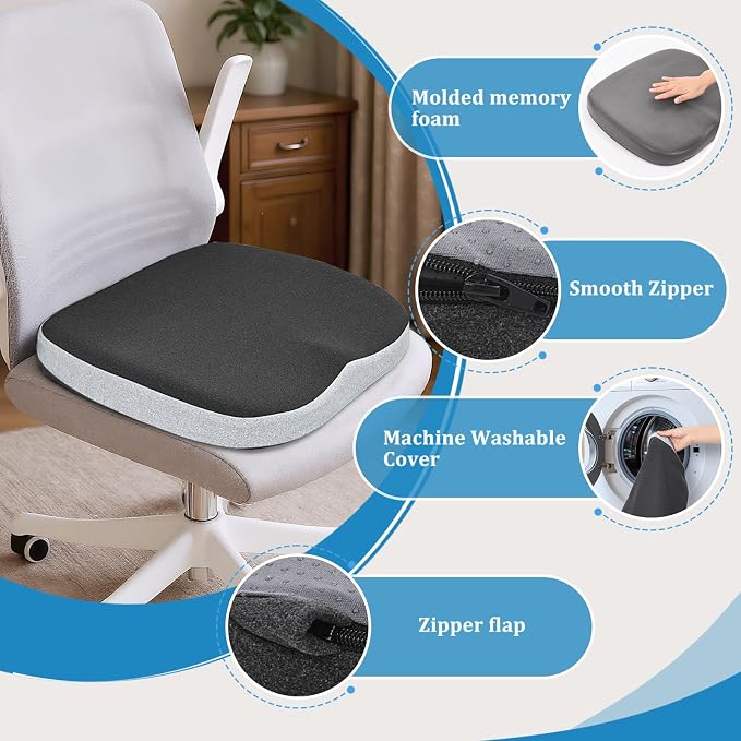 GOFORIT Molded Memory Foam Seat Cushion, Patent Dual-Layer Foam Design Office - Image 5