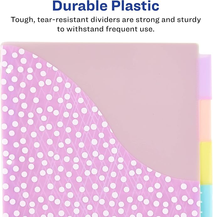 Avery Dividers for 3 Ring Binders, 5 Tab Plastic Binder Dividers, Insertable - Image 5