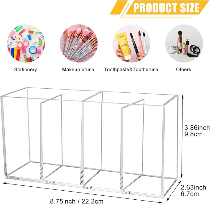 Clear Makeup Brush Organizer, Acrylic Cosmetic Brushes Storage Holder - Image 5
