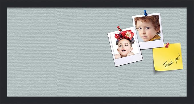 PinPix 24x12 Inch Cork Bulletin Board. This Decorative Framed Pin Board Comes with Soft Blue Design and a Satin Black Frame. Ideal for Home Office Decor or Message Board (PinPix-1814)-DeskLoop Office