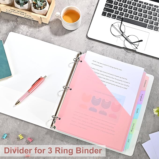【5 Tabs Dividers with Pockets for 3 Ring Binder, Tabbed Dividers for School - Image 7