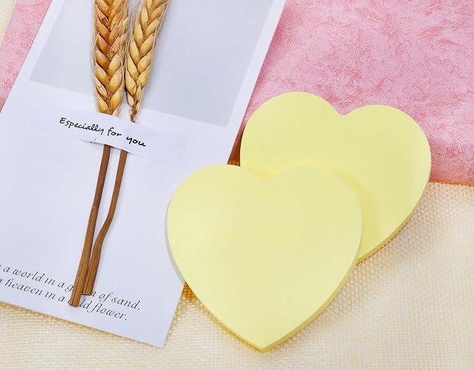 Mini Skater 2 Pack Kraft Paper Sticky Notes Heart Shaped Self-Stick Blank Book - Image 3