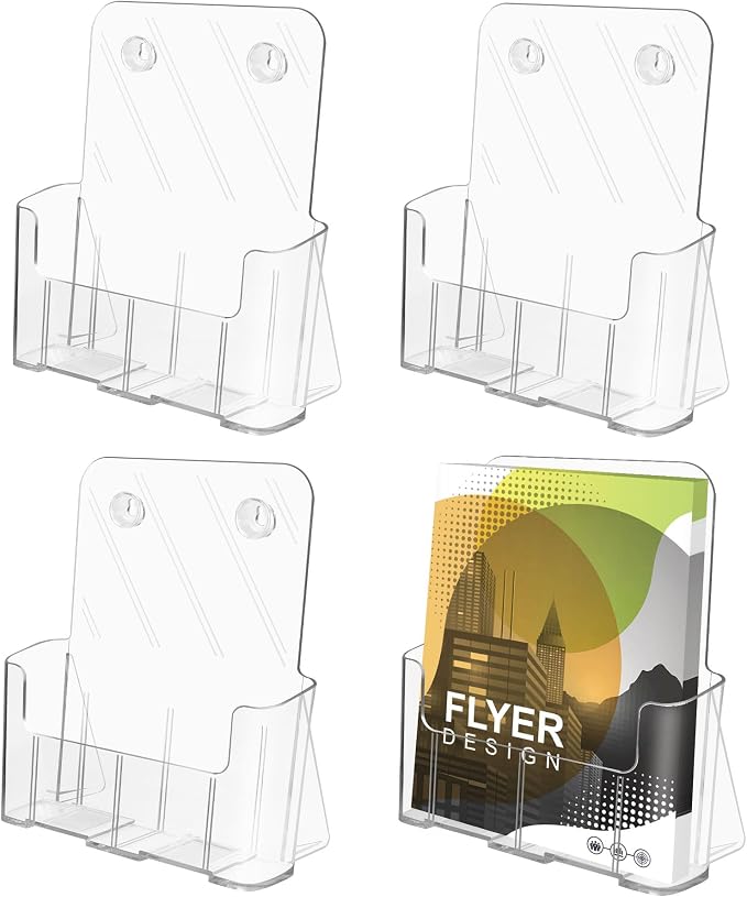 Acrylic Brochure Holder, 4 Packs Brochure Holder 8.5 x 11, Flyer Holder by Unknown