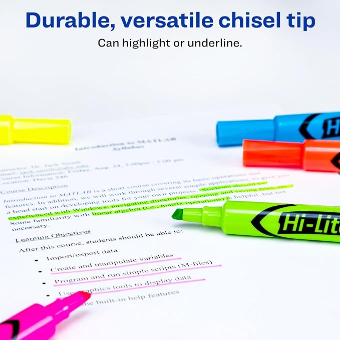 Avery Hi-Liter Desk-Style Highlighters, Smear Safe Ink, Chisel Tip is great - Image 3