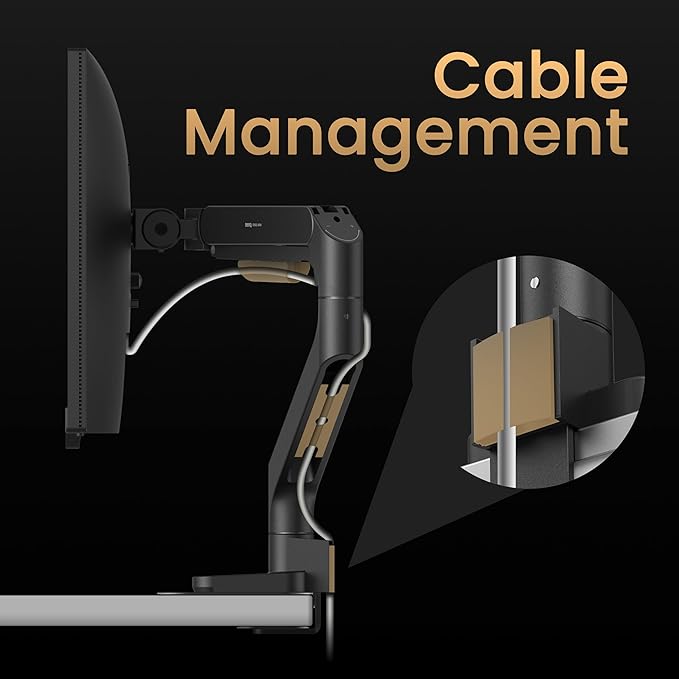 BenQ BDH01 Dual Monitor Arm -Gas Spring Monitor Stand for 2 Screens Up to 35'' & 44lbs, Heavy Duty, Quick Installation, No Sagging, Top Clamp and Grommet Base, Reinforcement Plate, VESA 75x75 &100x100-DeskLoop Office