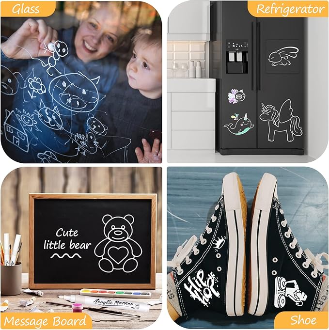 White Markers Pen, 8 Pack Paint Pens, Fine Tip Acrylic White Permanent Markers for Sketching, Drawing, Wood, Rock, Tyres, Plastic, Leather, Glass, DIY Painting-DeskLoop Office