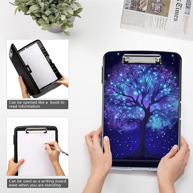 Clipboard with Storage, High Capacity Fluorescent Tree Storage Clipboard 9.5x14 - Image 4
