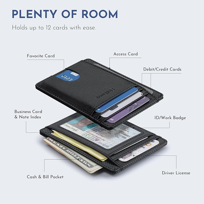 Buffway Slim Minimalist Front Pocket RFID Blocking Leather Wallets - Image 3
