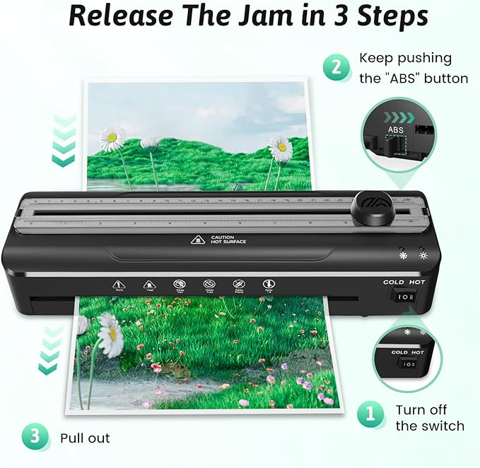 Laminator Machine 9 Inch Laminating Machine - A4 Cold Thermal Laminator Machine with Laminating Sheets, 8.5 x11 Personal Laminators for Teachers 90s Warm up, A4/A5/A6 Laminators for School Home-DeskLoop Office