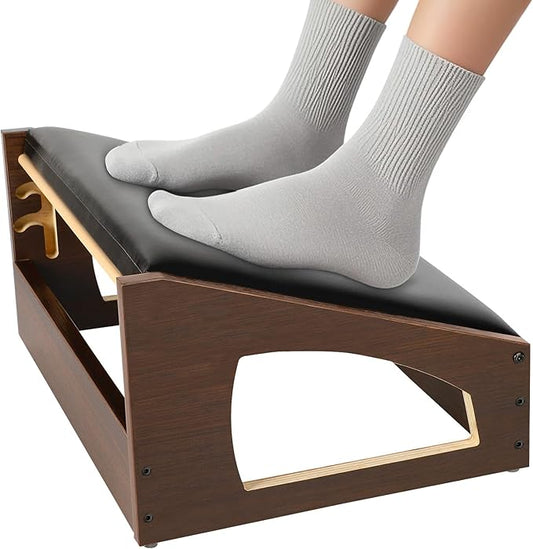 Ergonomic Foot Rest, 4 Adjustable Height Foot Stool,Footrest Under Desk， Soft Cushions, Foot Rest Office,Improving Posture, Promoting Blood Circulation（Espresso）-DeskLoop Office