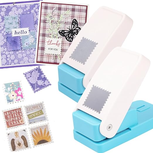 2 Pcs Large Stamp Punch, 1.5 inch Square Stamp Punch & 1.5x1.25inch Rectangular by CYFUNDESIGN