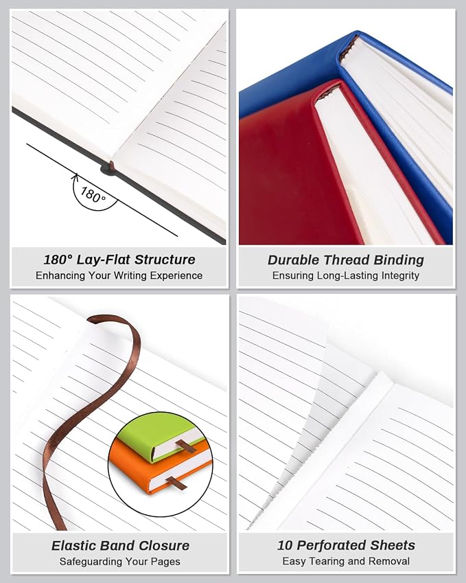 Dynta Hardcover Journal Notebooks, 8.4 x 5.8 inch, 7 Colors Classic Ruled - Image 3