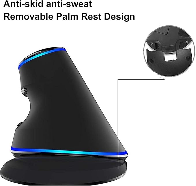 J-Tech Digital Wired Ergonomic Vertical USB Mouse with Adjustable Sensitivity (600/1000/1600 DPI), Scroll Endurance, Removable Palm Rest & Thumb Buttons [V628]-DeskLoop Office