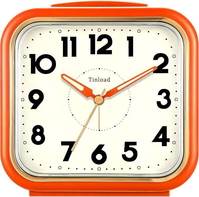 Tinload 5.5" Large Analog Alarm Clock • Silent Non Ticking • Gentle Wake • Beep by Tinload