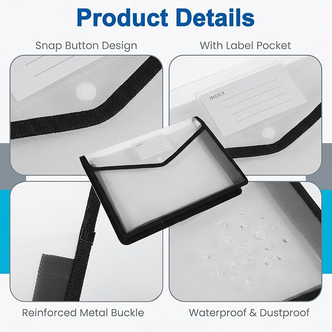2 Pack Clear Expanding File Organizer Envelope Important Document Folder - Image 3
