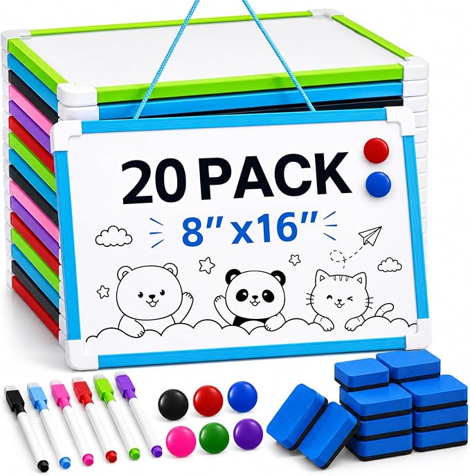 Colarr 100 Set Hanging Magnetic Dry Erase Board Small Double Side White Board by Colarr