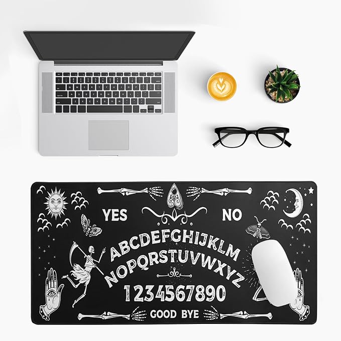Mysterious Spirit Goth Gaming Mouse Pad 27.6x11.8 Inch Large Desk Mat Black - Image 3