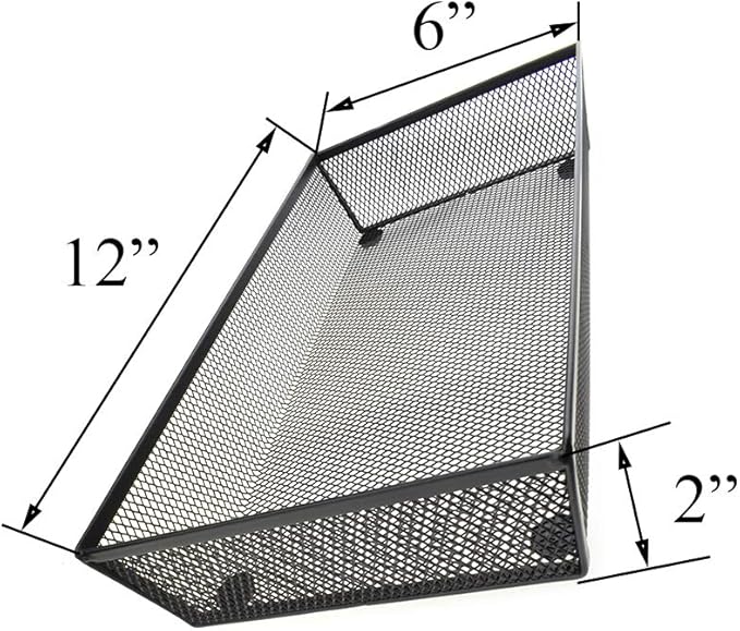 HAHIYO Stackable Mesh Tray Cup 12 x 6 x 2 inches Sturdy Container for Desk Drawer Organizer Collection for Home Office School kitchen Soft Foam Feet No Sharp Edges 1 Pack Black-DeskLoop Office