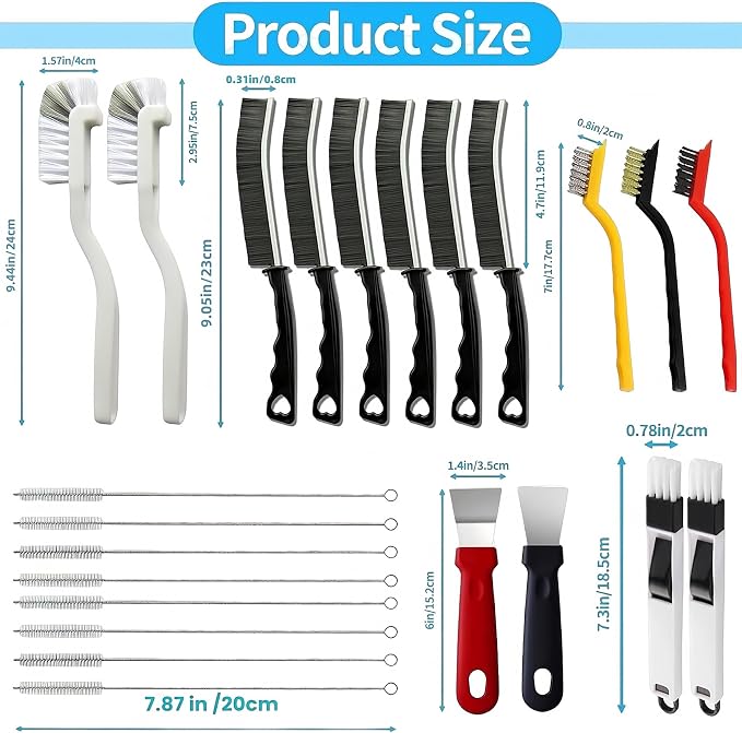 23Pcs Crevice Cleaning Brush Set, Hard Bristle Scrub Brushes Tools - Image 8