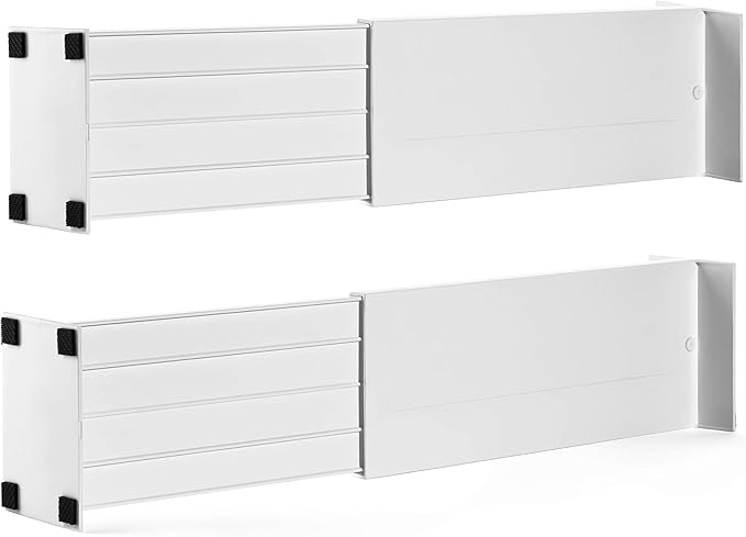 Dial Industries Adjustable Dresser Drawer Clothes Organizer Dividers, Set of 2, 4.5" Deep-DeskLoop Office