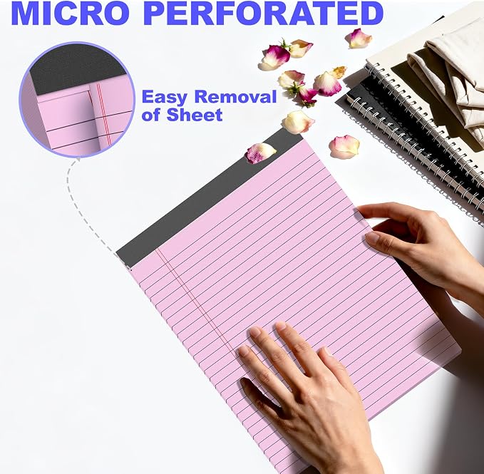 3 Pack Colored Legal Pads 8.5 x 11 Inch, Wide Ruled Notepads Lined Memo Note - Image 4