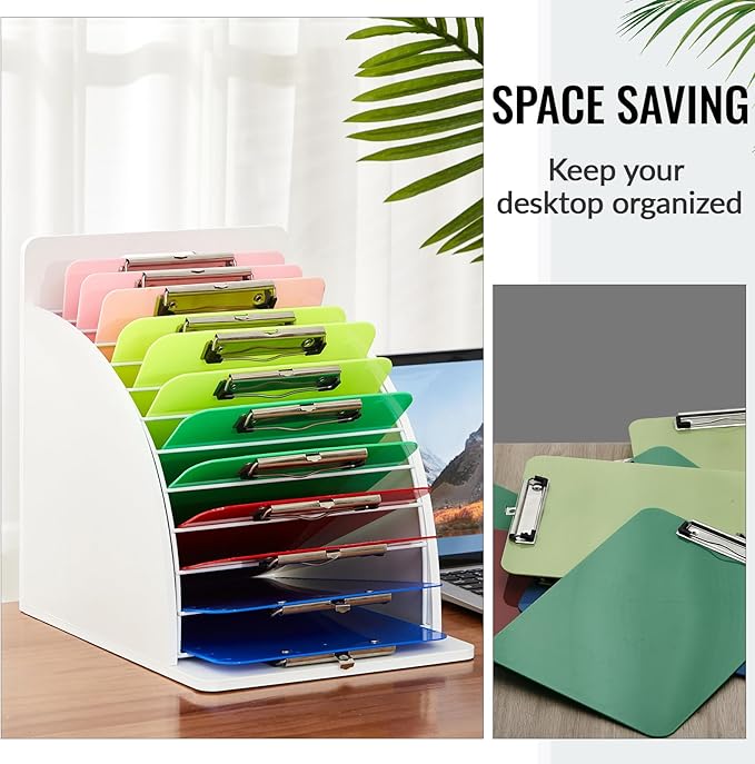 Wonderjune 1 Pack Clipboard Holder Wooden Metal Clipboards Storage Rack - Image 6