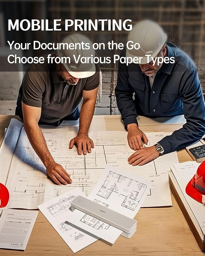 iDPRT Inkless Portable Printer for Travel, 300DPI Wireless Thermal Printer Support 8.5 x 11 Inch US Letter, A4, Small Bluetooth Printers Compatible with iOS, Android Laptop for Office Car Home, Grey-DeskLoop Office