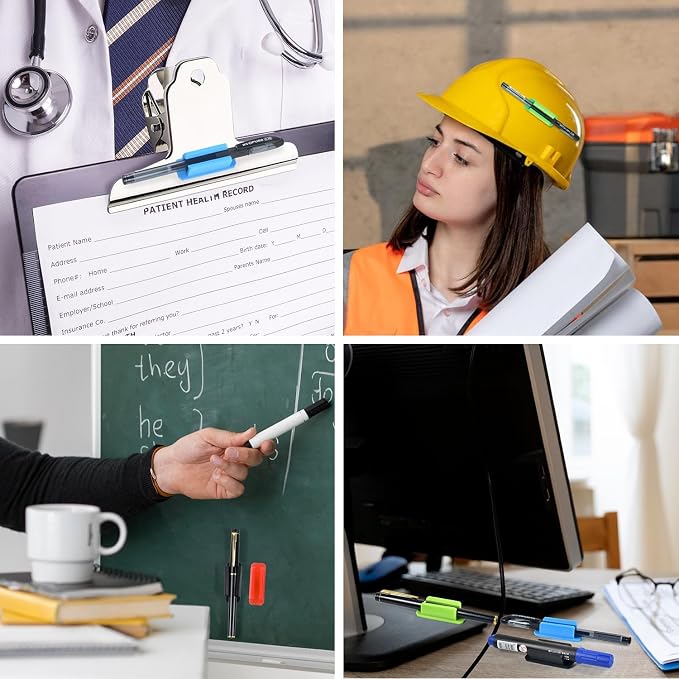 20 Pack Adhesive Silicone Pen Holders, Clipboards, Classroom And Office; - Image 5