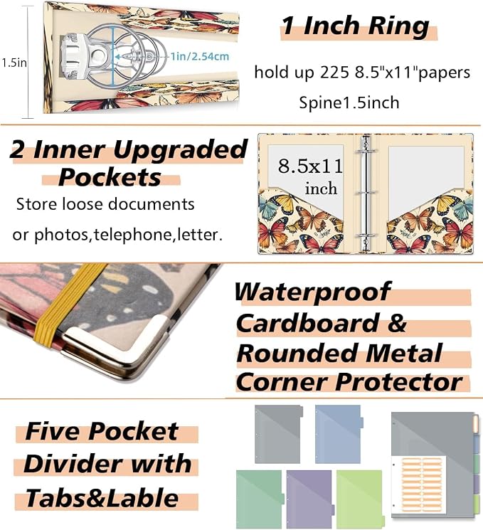 3 Ring Binder 1 Inch, BVSSX Three Ring Binders Organizer - Image 5
