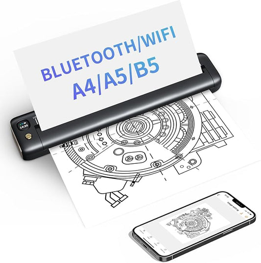 Rongta Portable Printers Wireless for Travel, WiFi & Bluetooth Mobile Printer, Thermal Inkless Printer for School/Office/Home Use, Compatible with Android,iOS & Laptop (Gray)-DeskLoop Office