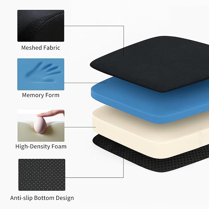 6" Extra Thick Memory Foam Office Chair Cushion – 2-Layer Booster Seat - Image 4