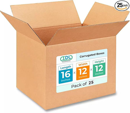 Medium Shipping & Moving Boxes 16"L x 12"W x 12"H by IDLPackaging