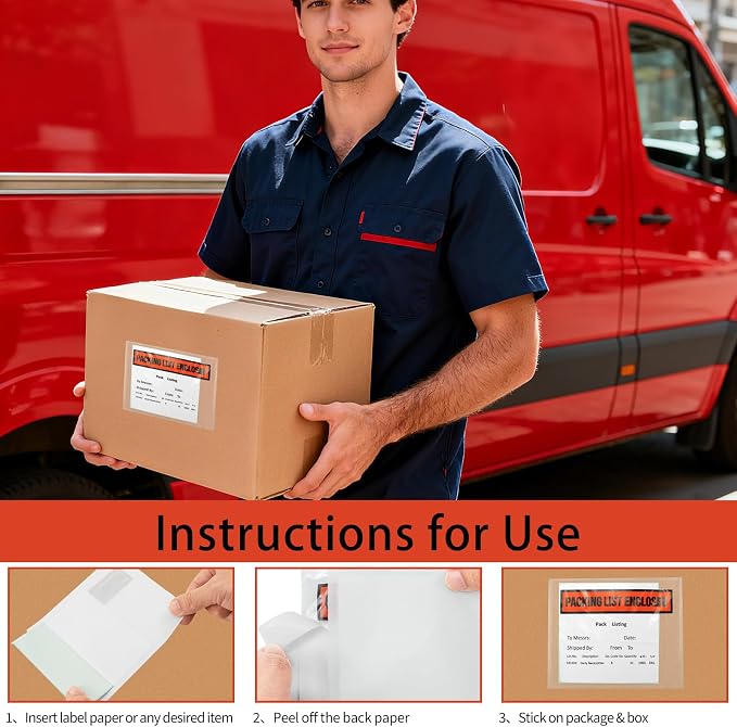 500 Pack 7.5 x 5.5 Inch Packing List Envelopes, Shipping Label Sleeves - Image 4