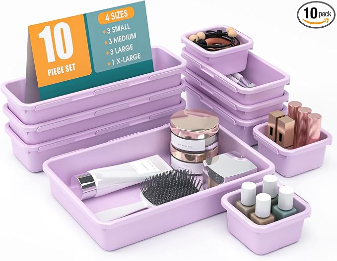 10 PCS Drawer Organizer Set, 4 Size Makeup Drawer Divider Organizer by StoreHappily
