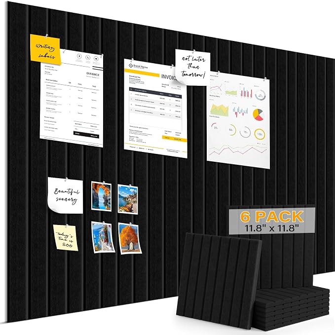 Large Felt Bulletin Board，36" x 24" 6 Pack Cork Board Alternative by ANWEOR