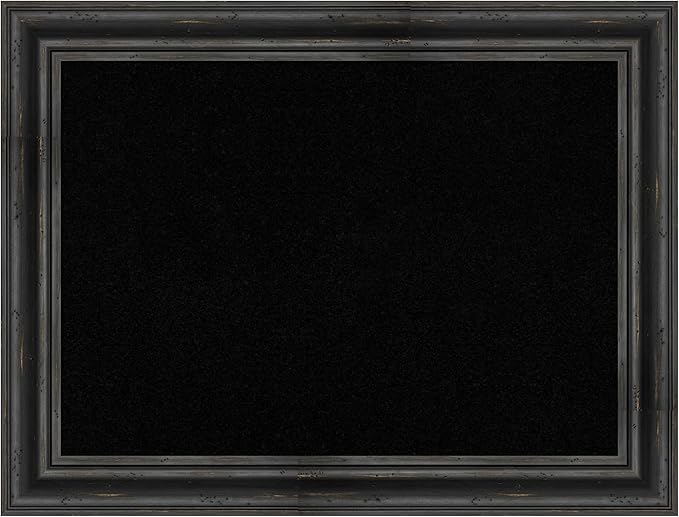 Amanti Art Black Cork Board for Wall, 25x33 Vision Board with Black Wood Frame, Medium Corkboard Office Decor for Home Organization, Country Rustic Corkboard Pinboard to Display Items for Home-DeskLoop Office