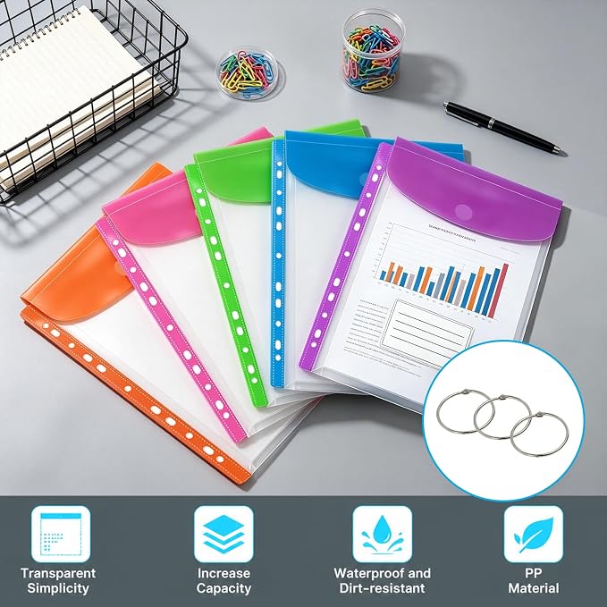 10 Pack Binder Folders with Pockets 11 Holes Expandable Dividers - Image 8