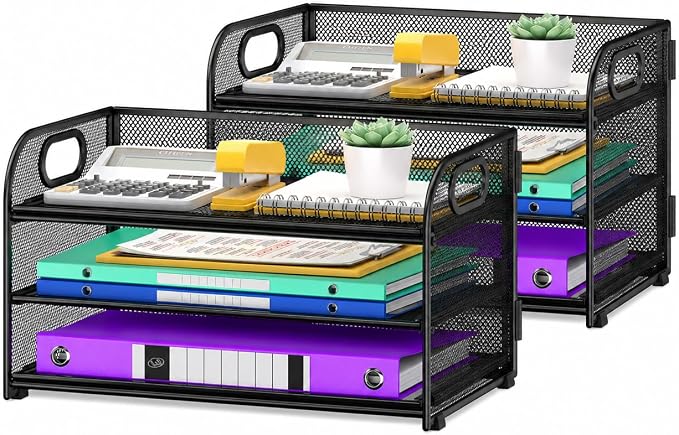 Cawukege 2 Pack 3 Tier Paper Organizer by Cawukege