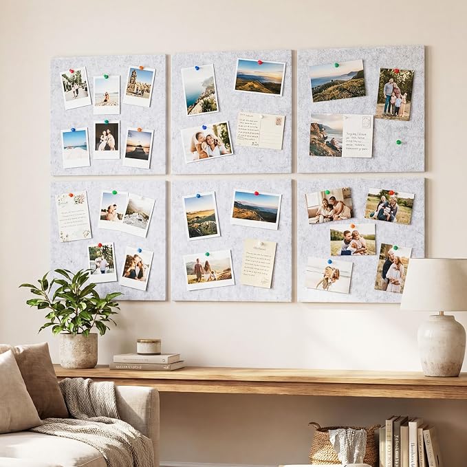 Thboxes Large Cork Board 28" x 19", 6 Pack Felt Wall Tiles - Image 5