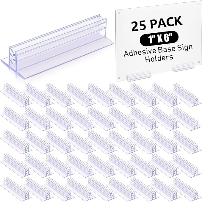 Fulmoon 25 Pcs Sign Holder, Adhesive Base Sign Holders Multiple Uses by Fulmoon
